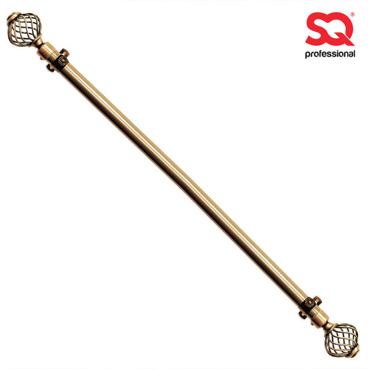 Extendable Curtain Pole with Round Cage Finials Brass 16 Rings 1-2m 10753 A (Big Parcel Rate)