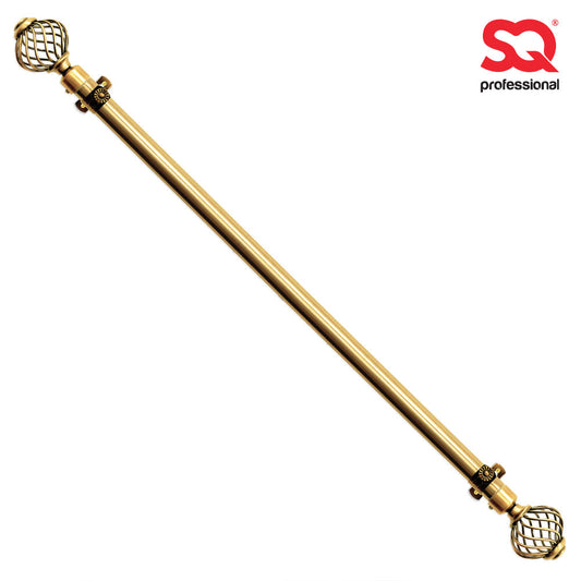 Extendable Curtain Pole with Round Cage Finials Gold 16 Rings 1-2m 10755 A (Big Parcel Rate)