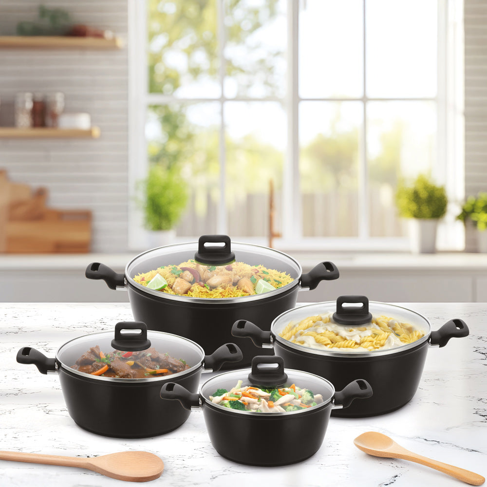 SQ Professional Zoya Forged Stockpot Set of 4 Black 11709 (Big Parcel Rate)