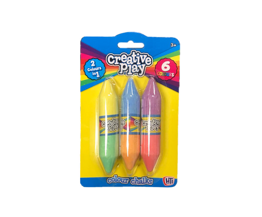 2 in 1 Coloured Chalks Pack of 3 1376577 (Parcel Rate)