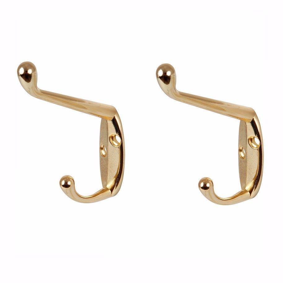 Value Pack Hat and Coat Hooks Brassed With Screws Pack of 2 0224 A (Large Letter Rate)