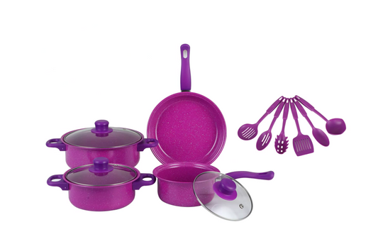 Cooking Pan Set of 14 Purple 6646 (Big Parcel Rate)