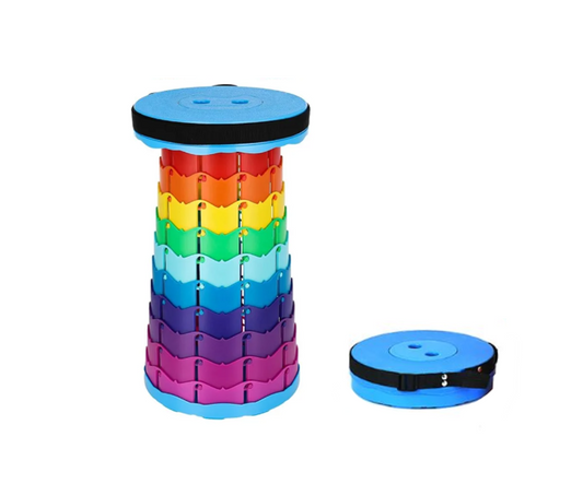 Plastic Round Foldable Collapsible Stool 25 x 45 cm Rainbow Design 7442 (Parcel Rate)