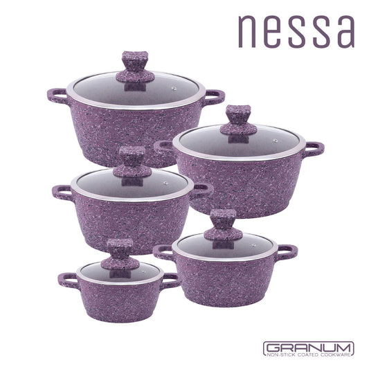 SQ Nessa Granum Stockpot Set of 5 Vizag Purple 8060 (Big Parcel Rate)