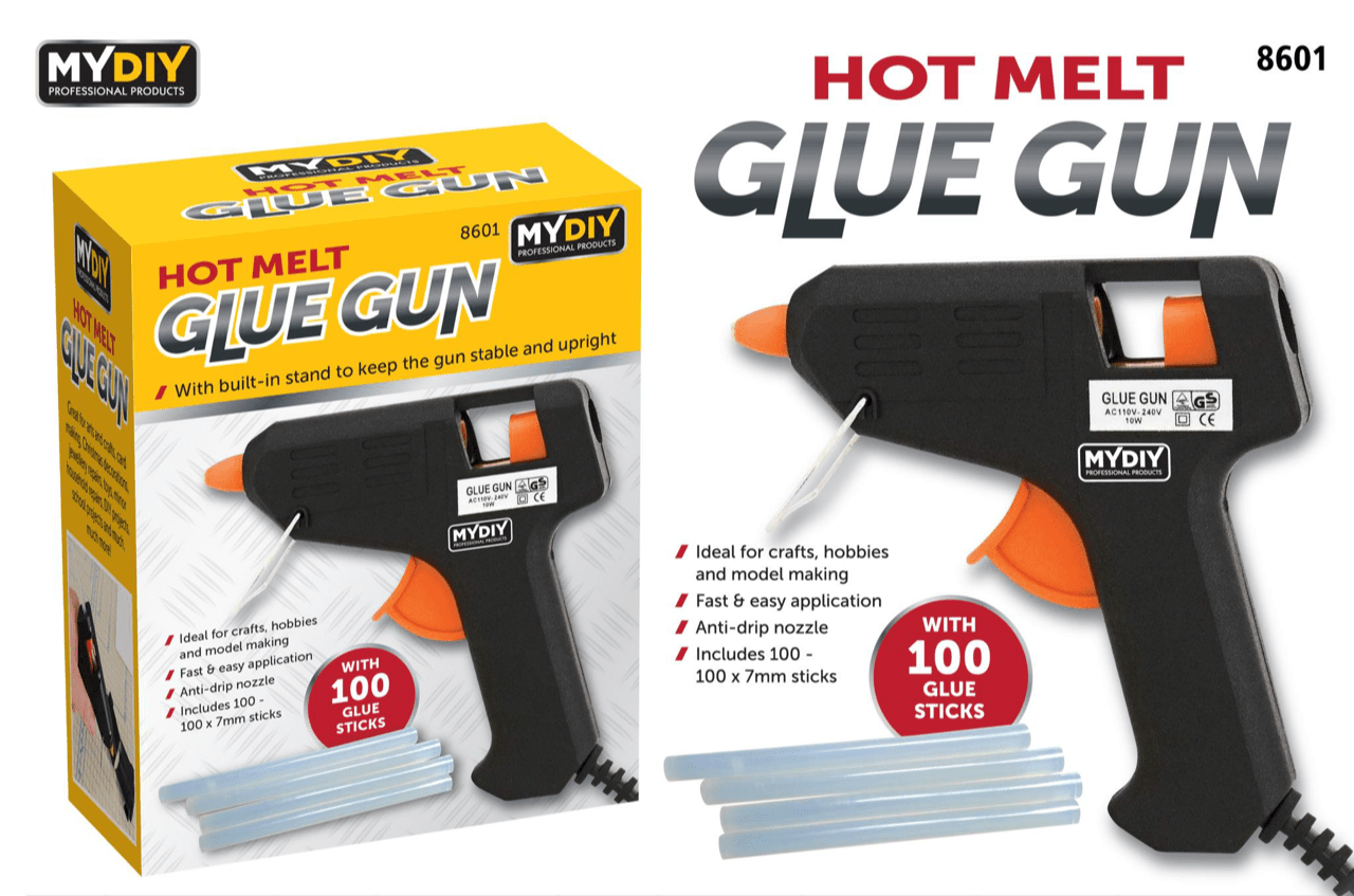 Hot Melt Glue Gun With Anti Drip Nozzle including 100 Glue Sticks 8601 (Parcel Rate)