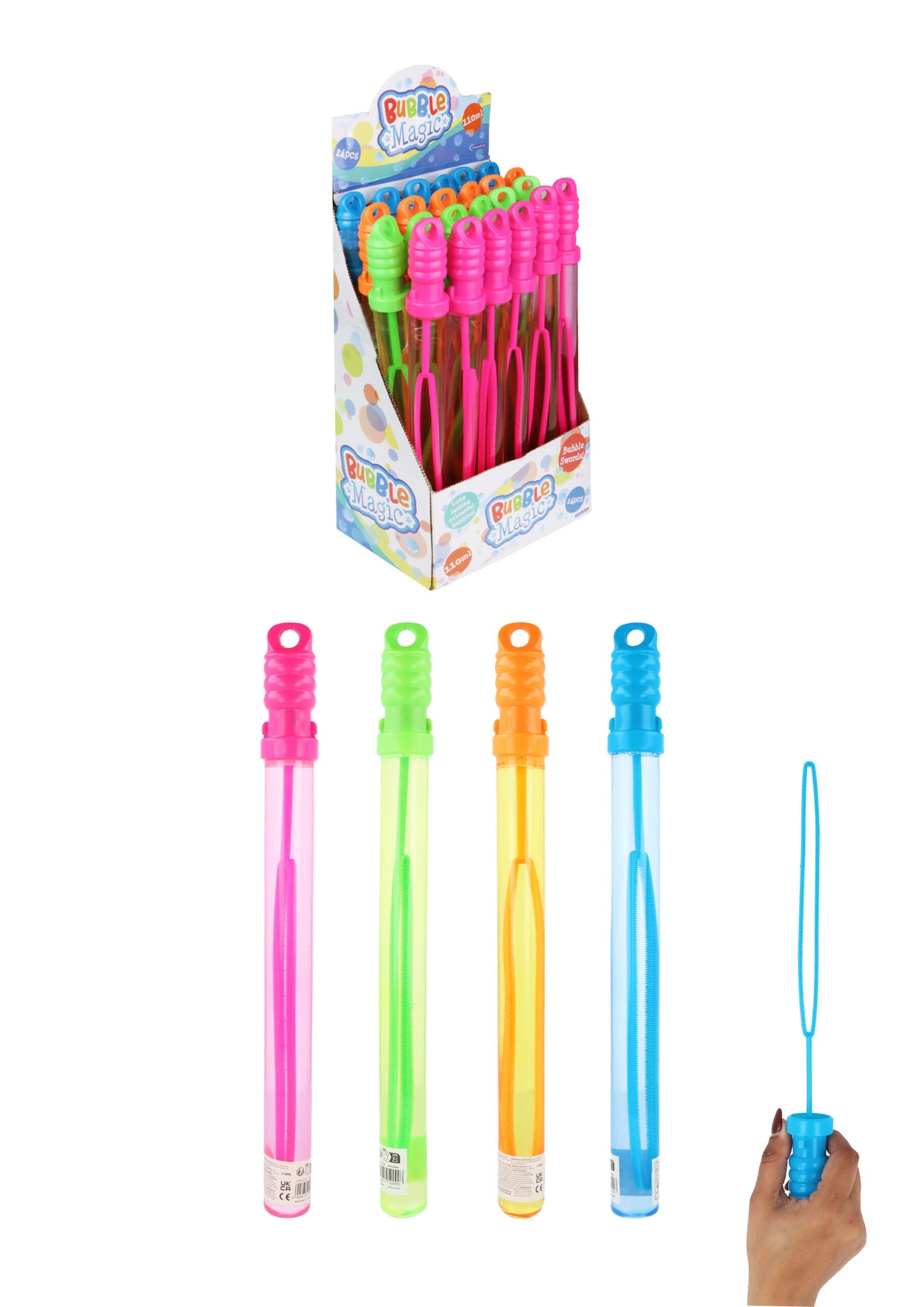 Bubble Wand Sword 110ml / 32cm Assorted Colours R50090 (Parcel Rate)