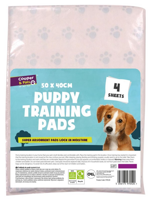 Pet Dog Puppy Training Pads 50 x 40 cm 4 Pack 321185 A (Parcel Rate)