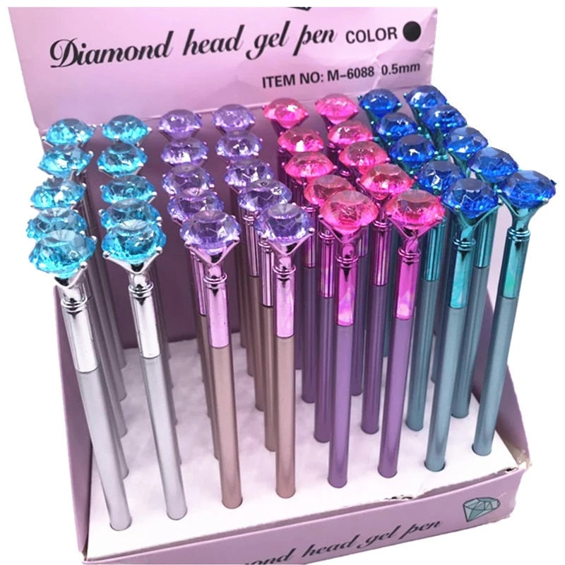 Black Ink Pen Diamond Top Metallic Style 18 cm Assorted Colours 6219 (Large Letter Rate)