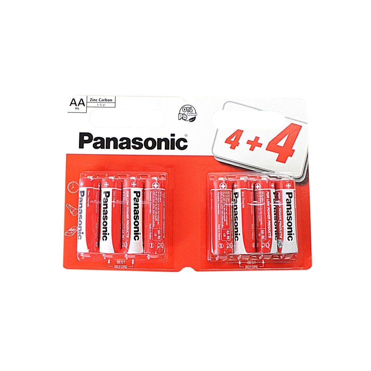 8x Panasonic AA Batteries Zinc Carbon R6 1.5V Battery PANAR6RB8 A (Large Letter Rate)