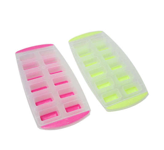 12 Ice Cube Tray Maker with Silicone Bottom 25 x 12 cm Assorted Colours 5732 (Parcel Rate)