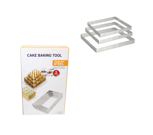 Stainless Steel Cake Baking Tool Rectangle Mould 25cm  20cm  15cm  5917 (Parcel Rate)