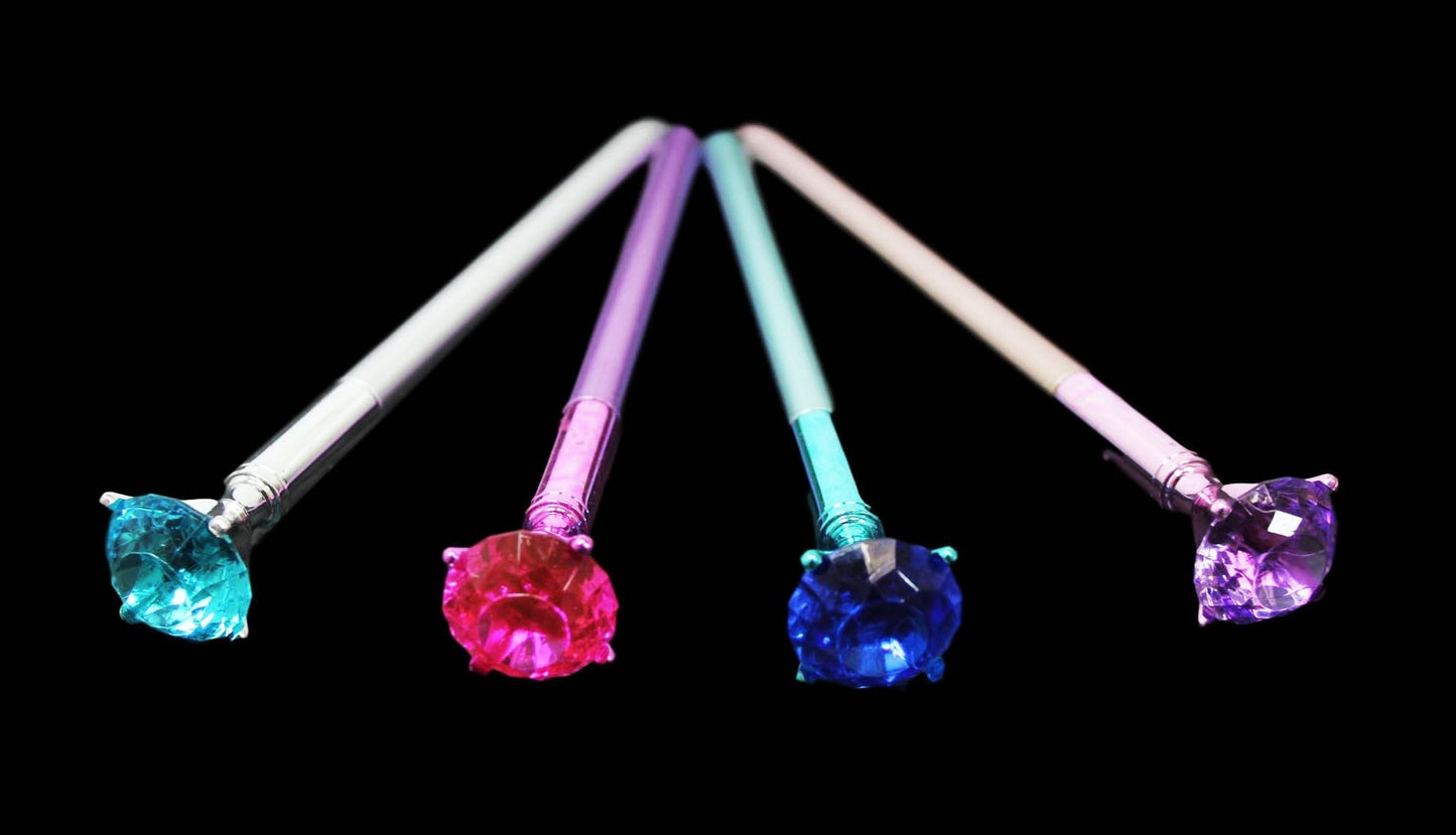 Black Ink Pen Diamond Top Metallic Style 18 cm Assorted Colours 6219 (Large Letter Rate)