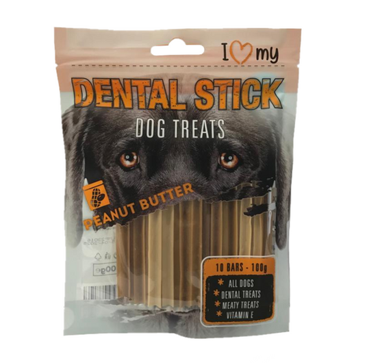 Pet Dog Treats Dental Sticks Peanut Butter 100g 77107 (Parcel Rate)