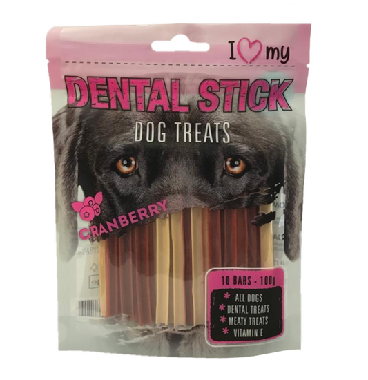 Pet Dog Treats Dental Sticks Cranberry 100g 77114 (Parcel Rate)