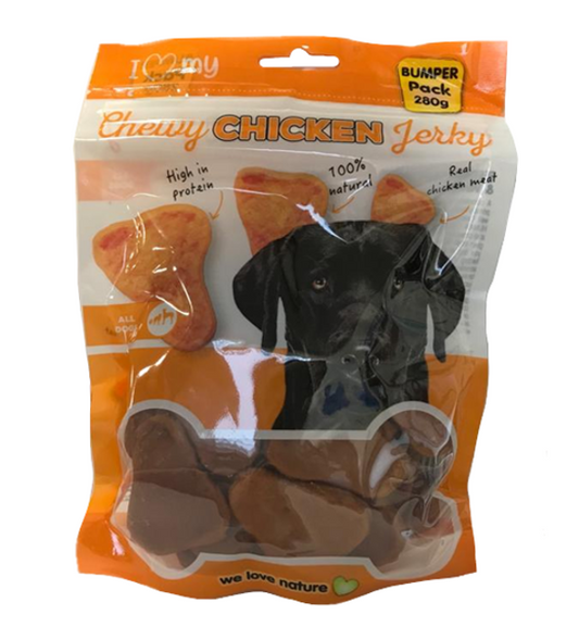 Pet Dog Treats Chewy Chicken Jerky 280g 77176 (Parcel Rate)