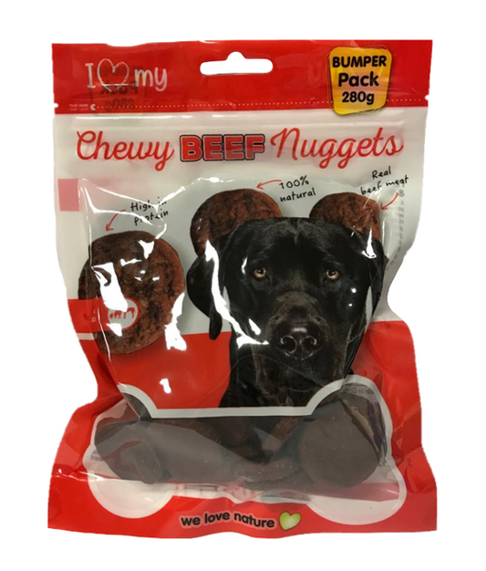 Pet Dog Treats Chewy Beef Nuggets 280g 77190 (Parcel Rate)