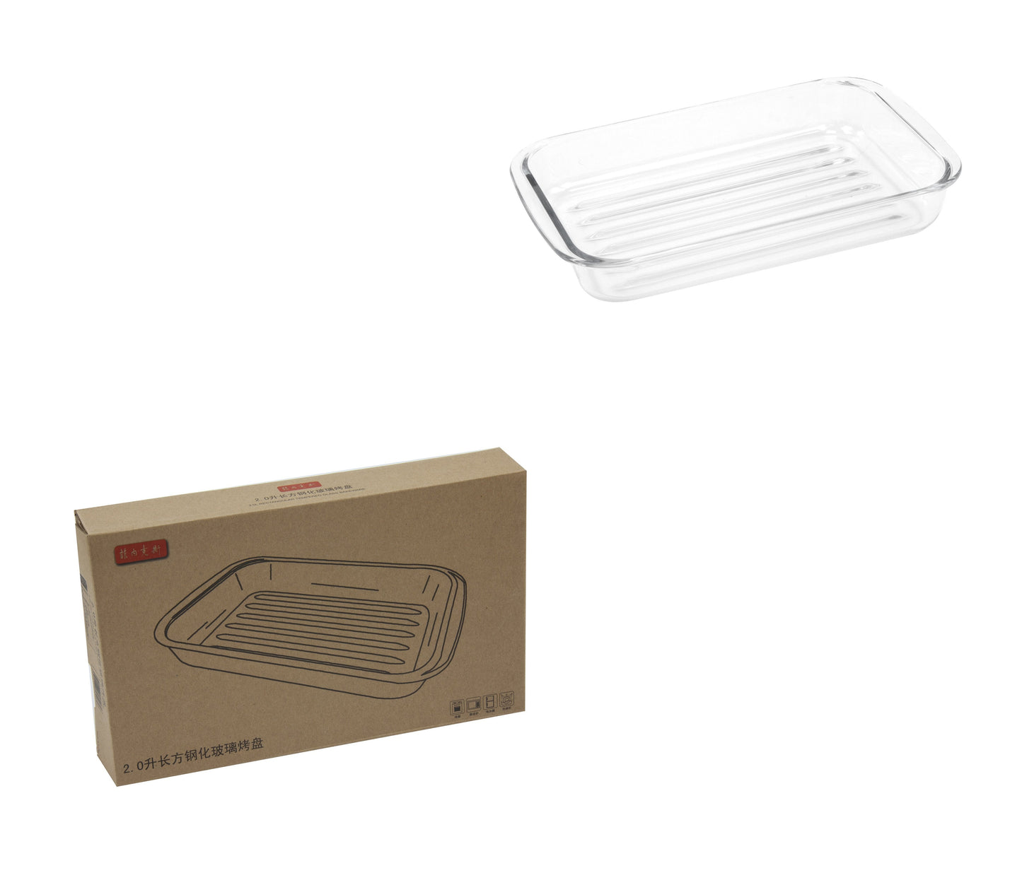 Durane Tempered Glass Ribbed Oven Roasting Tray 2L / 34 x 20 x 5.5cm 8970 (Parcel Plus Rate)