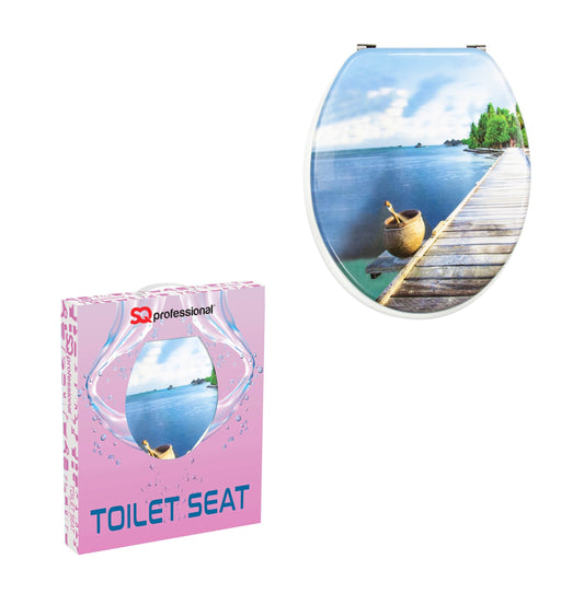 SQ Professional Bathroom Toilet Seat Aquatic Horizon W 36cm x L 43cm x H 5.5cm 9447 A (Parcel Rate)