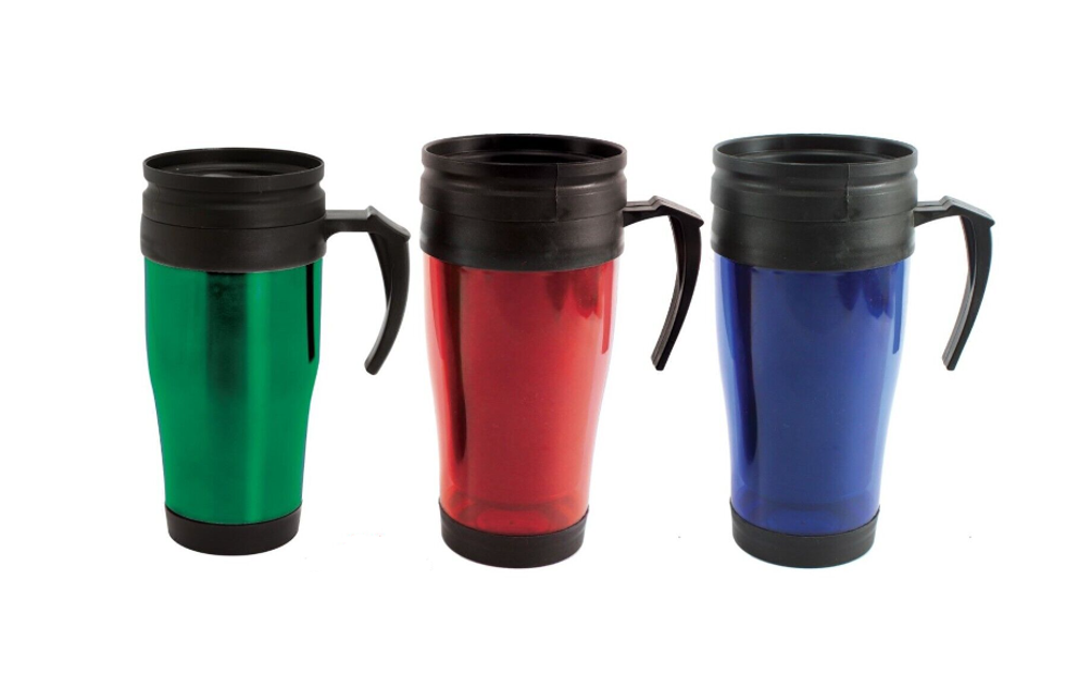 SQ Professional Retro Travel Mug 450ml Assorted Colours FLK1037 / 9995 (Parcel Rate)