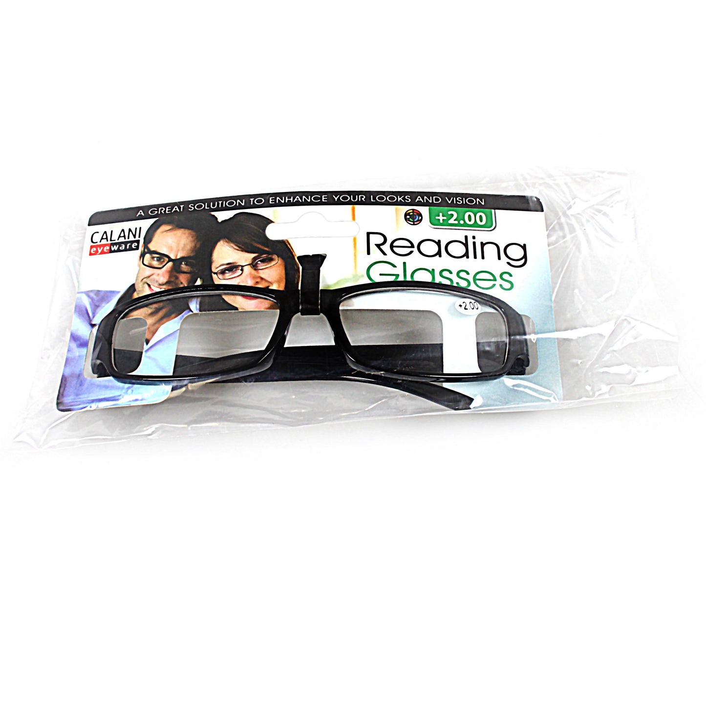 Plastic Calani Black Reading Glasses +1.00 BOX100 (Parcel Rate)