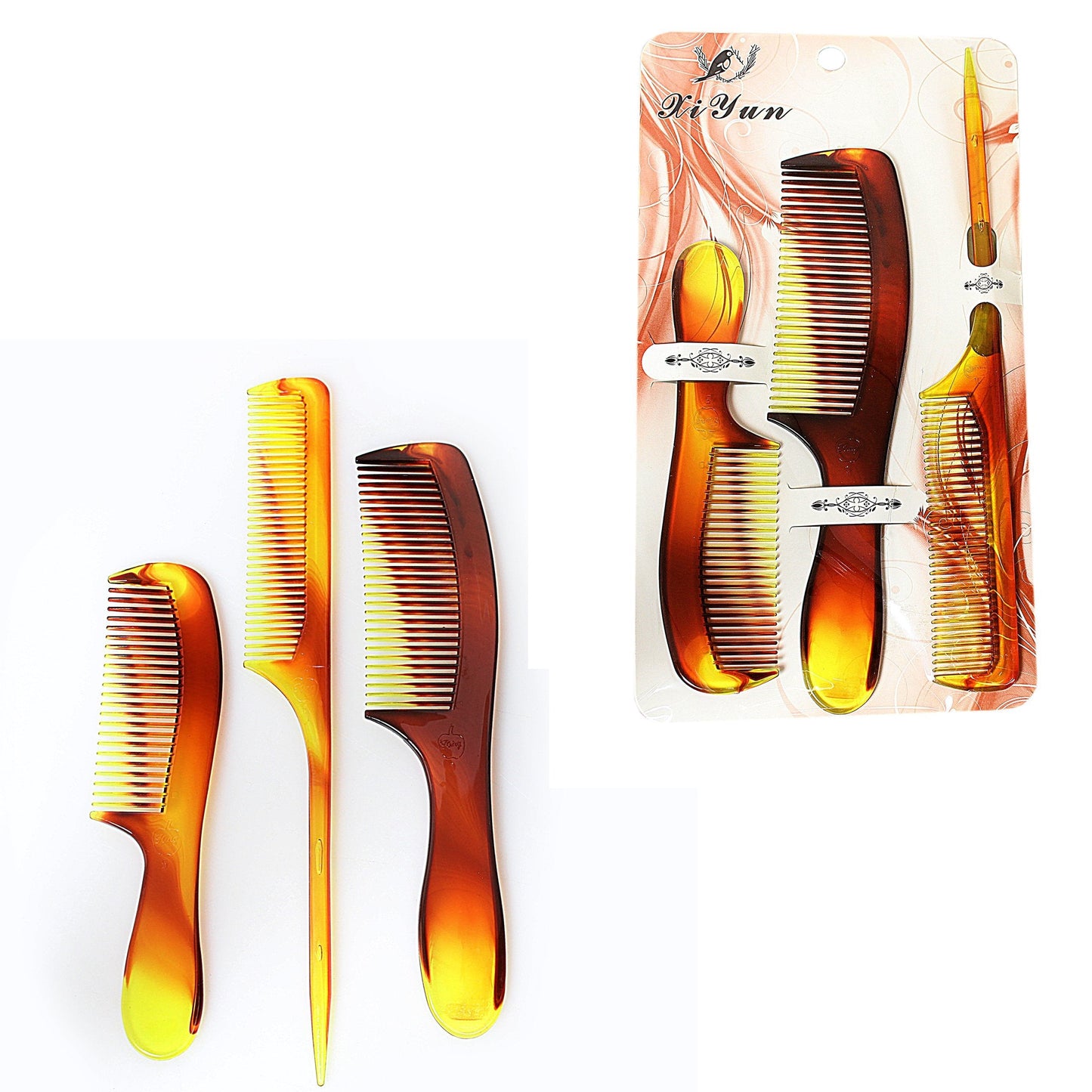 Pack of 3 Plastic Standard Comb Set Haircare Assorted Sizes 4804 A (Large Letter Rate)