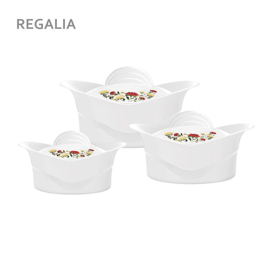 SQ Professional Regalia Insulated Casserole Set of 3 White 1000-1500-2500ml 5768 (Big Parcel Rate)