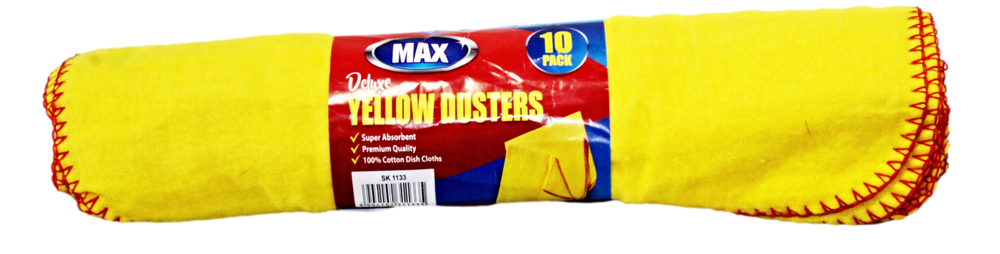 Household Cleaning Yellow Dusters 30 cm Pack of 10 CK1133 (Parcel Rate)