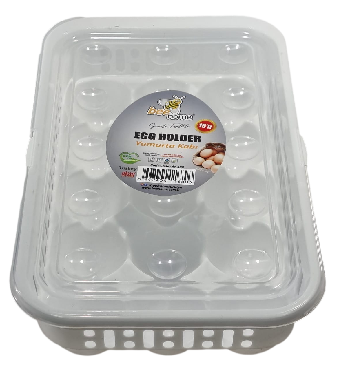 Egg Storage Container With Lid Holds Upto 15 Eggs AK680 (Parcel Rate)