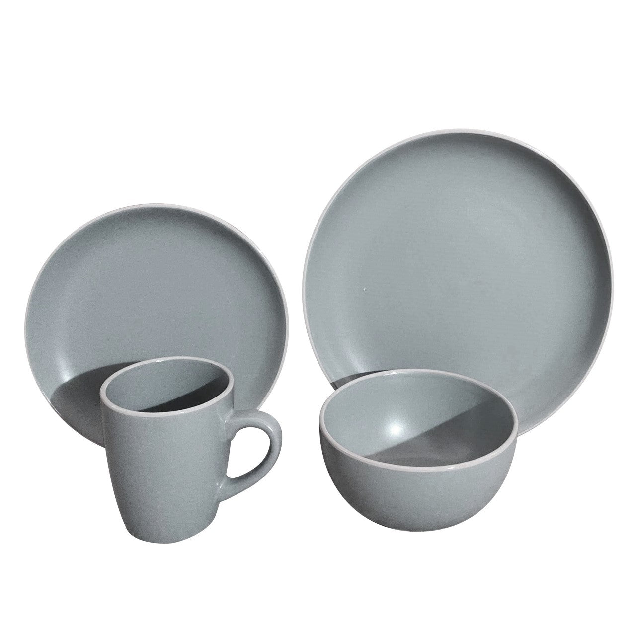 Durane Dinner Set 16pc Plates Bowls Mugs Grey Blue 10217 (Parcel Plus Rate)