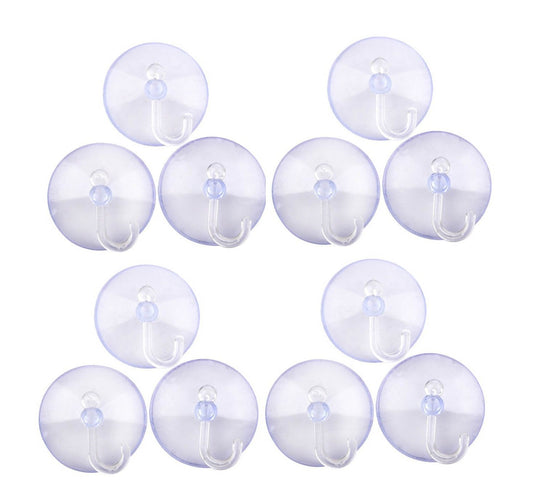 Plastic Bathroom Kitchen Suction Hooks Pack of 12 5854 / 95333 (Parcel Rate)