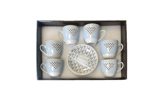 Coffee Tea Cup Mug Set with Saucers Set of 12 Assorted Designs 7520 (Parcel Plus Rate)