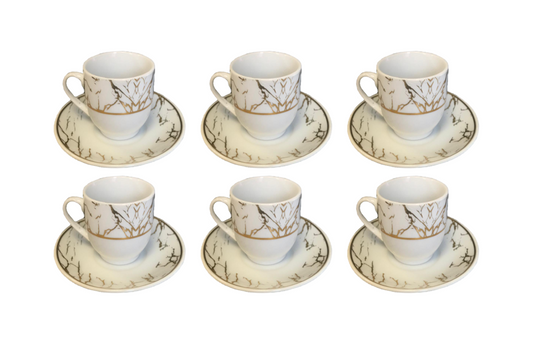 Coffee Espresso Cup Set with Saucers Set of 12 Assorted Designs 7522 (Parcel Plus Rate)