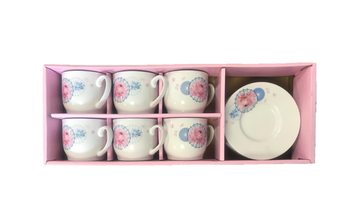 Coffee Espresso Cup Set with Saucers Set of 12 Assorted Designs 7525 (Parcel Plus Rate)