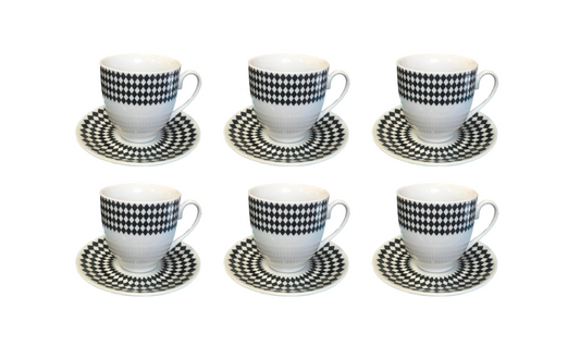 Coffee Tea Cup Mug Set with Saucers Set of 12 Assorted Designs 7526 (Parcel Plus Rate)