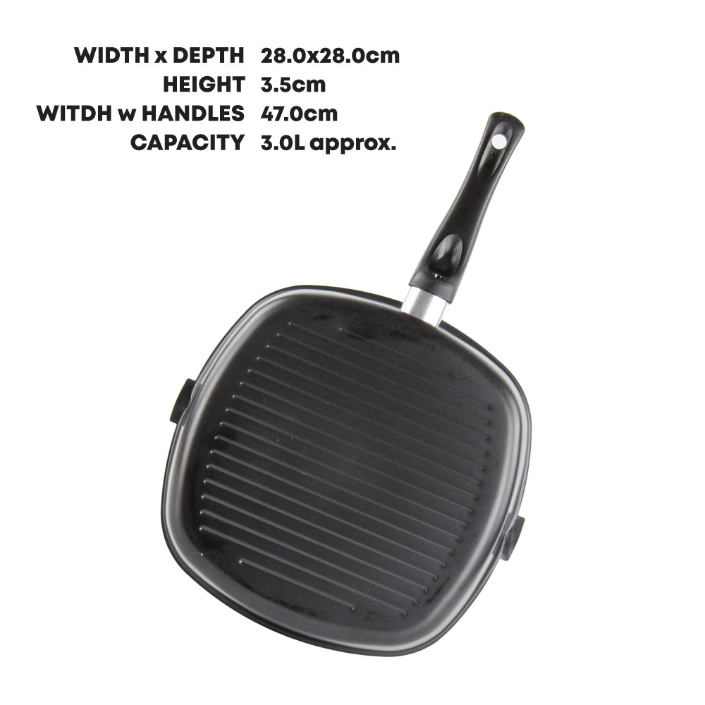 SQ Professional Ultimate Carbon Steel Non Stick Grill Pan Square 28 cm 8541 A (Parcel Rate)