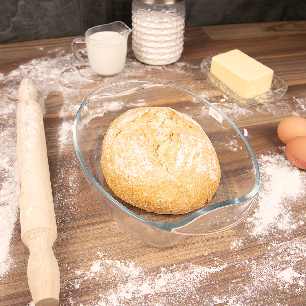 Durane Oval Tempered Glass Oven Casserole Baking Dish 2.5L / 34.5 x 24 x 6.5cm (Parcel Plus Rate)