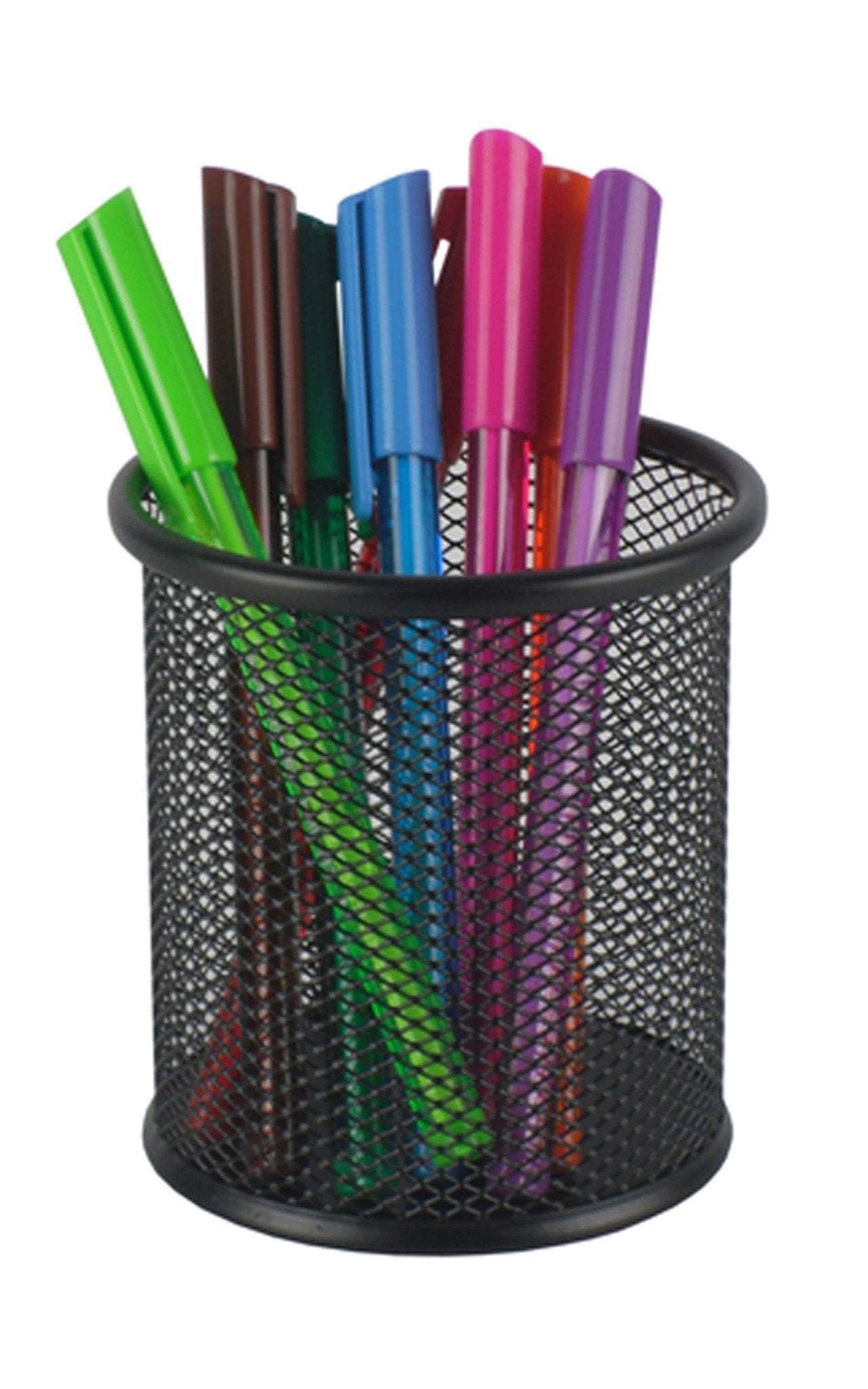 Round Metal Mesh Pencil Holder Assorted Colours (Parcel Rate)