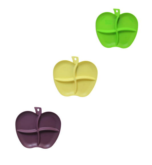 Plastic Sectioned Appetisers Plate Apple Design 22 x 25 cm Assorted Colours 0041 (Parcel Rate)