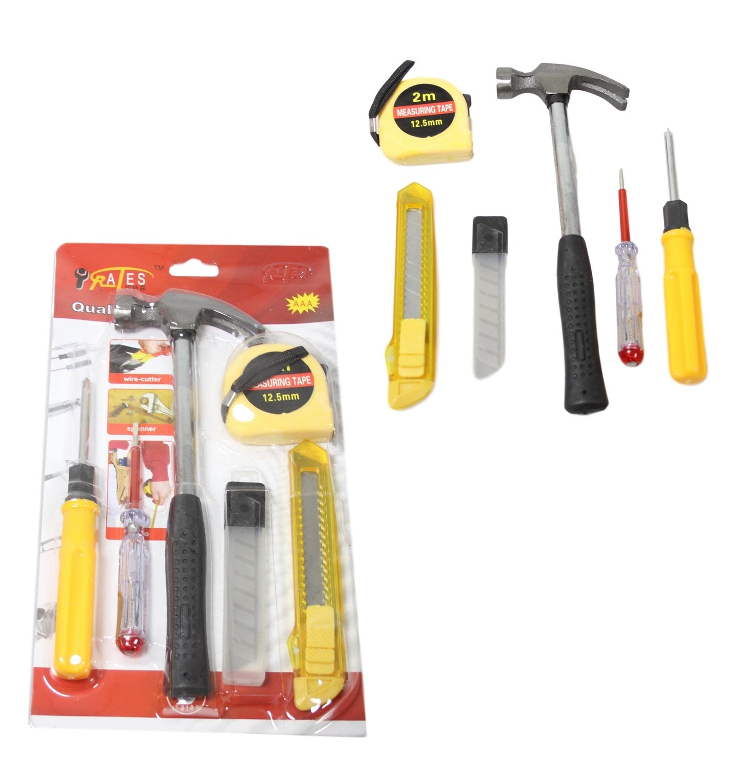 6 Pack DIY Building Essentials Tool Set Indoor Outdoor Measuring Cutting Tools 1909A (Parcel Rate)