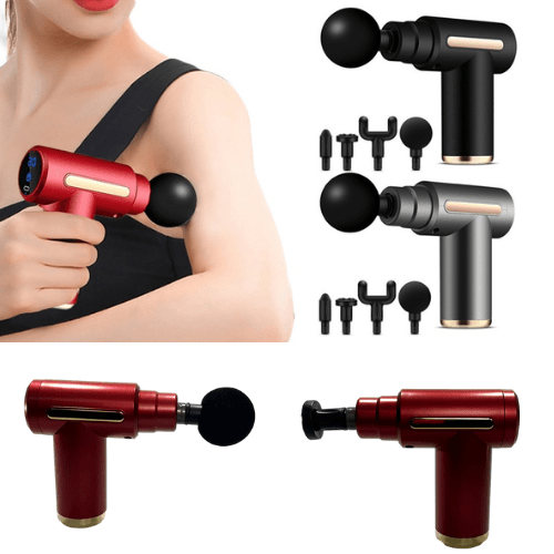 Rechargeable Massage Gun with4 Different Heads Assorted Colours 6704 (Parcel Rate)