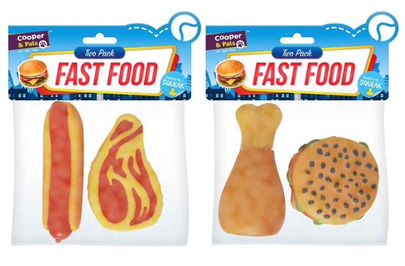 Pet Dog Toy Squeaky Fast Food Assorted Designs 315382 (Parcel Rate)