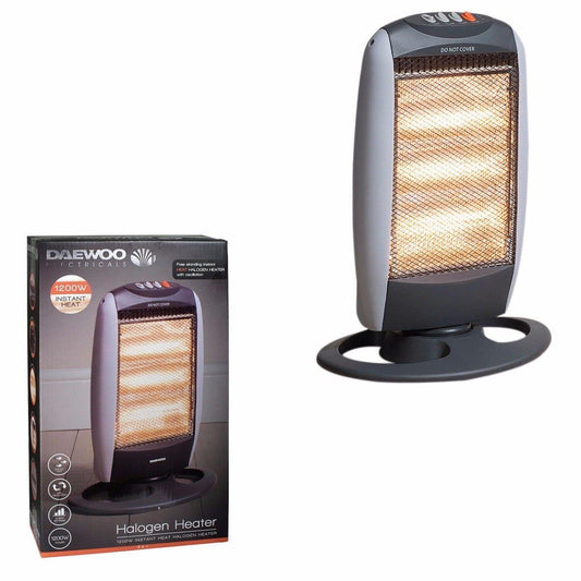 Halogen Heater Instant Heat 1200W 3 Heat Settings With Oscillation Safety Tilt  HEA1416 (Big Parcel Rate)p