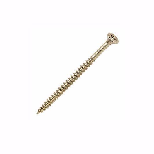 5.0 x 100 Pozi Countersunk Hardened Chipboard Wood Screws Yellow Pk of 9  0379 (Large Letter Rate)