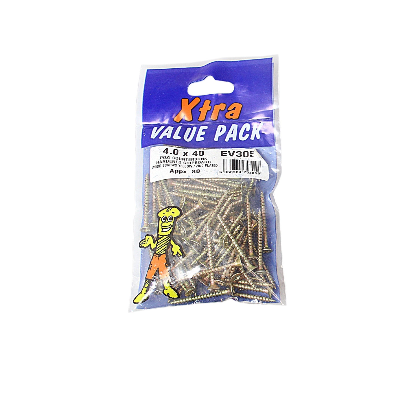 4.0 x 40 Pozi c/sk Chipboard Screws Yellow Diy Xtra Value 5305 (Large Letter Rate)
