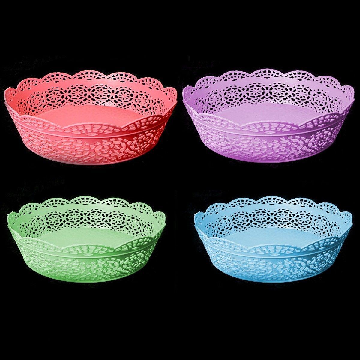 Plastic Vegetable Fruit Serving Basket 18.5 cm Assorted Colours 2534 (Parcel Rate)