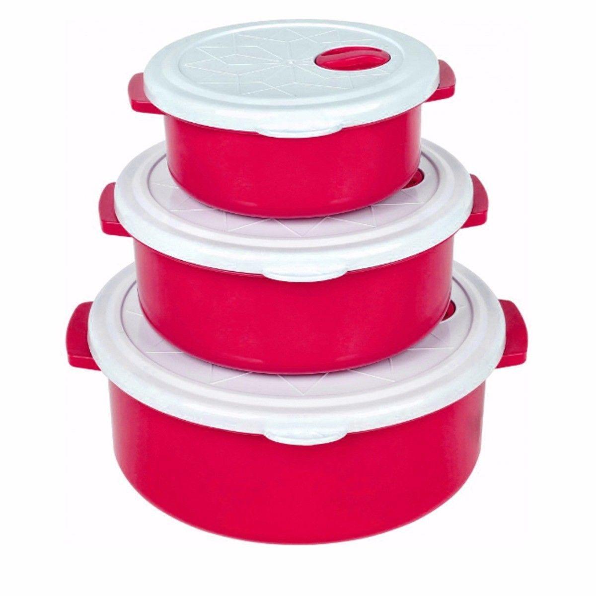 Durable Airtight Set Of 3 Stackable Handled Kitchen Containers 9421 (Parcel Rate)
