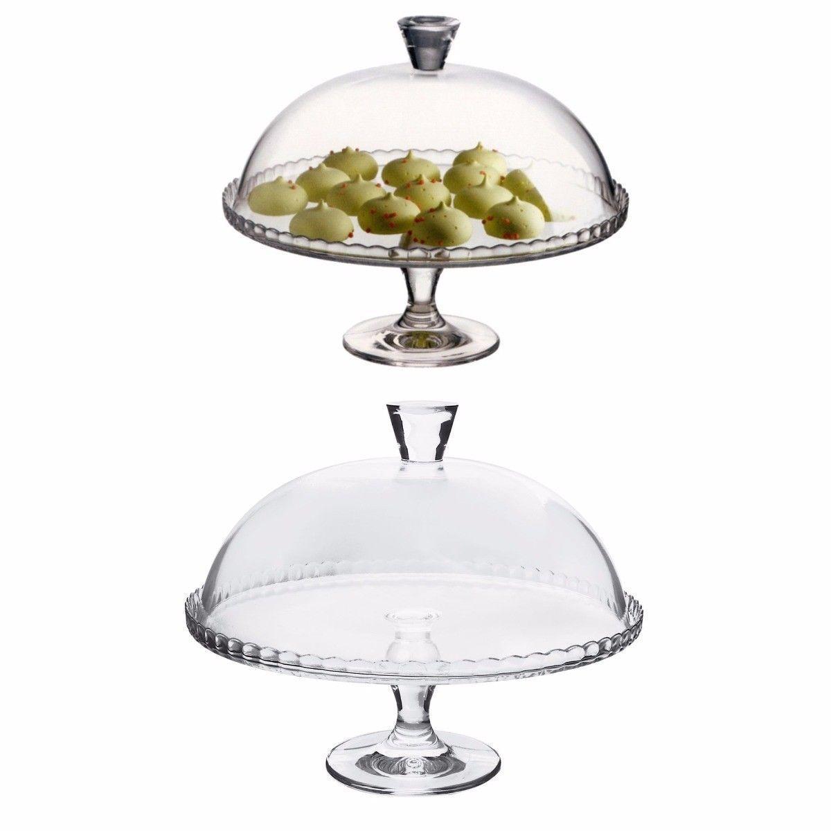 PB Footed Cake Dessert Table High Quality Glass Service Plate And Dome 33cm 95200 (Parcel Rate)