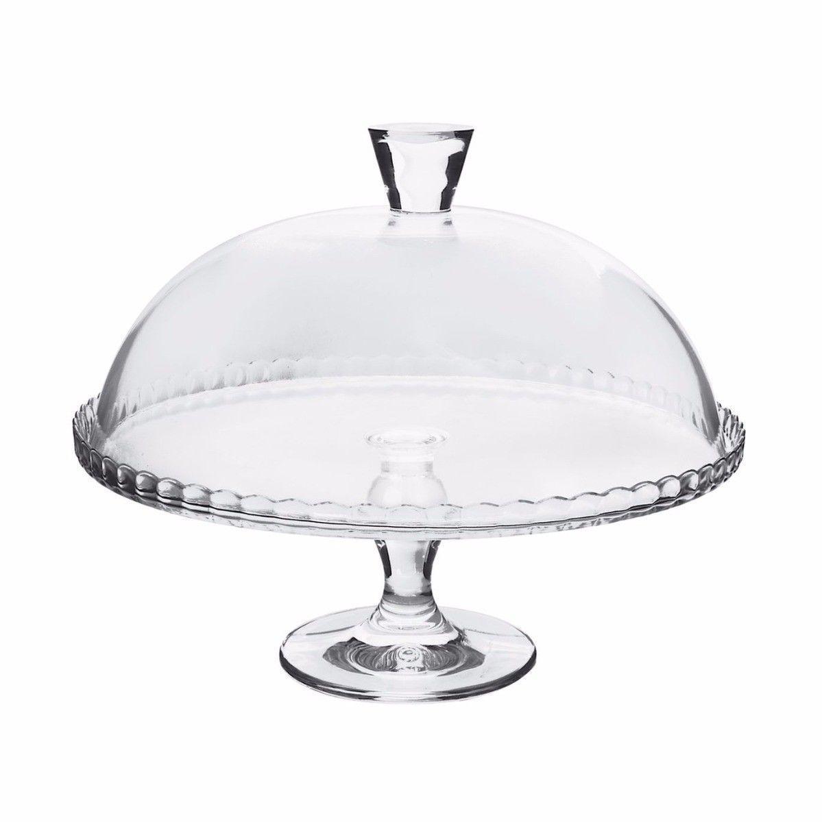 PB Footed Cake Dessert Table High Quality Glass Service Plate And Dome 33cm 95200 (Parcel Rate)
