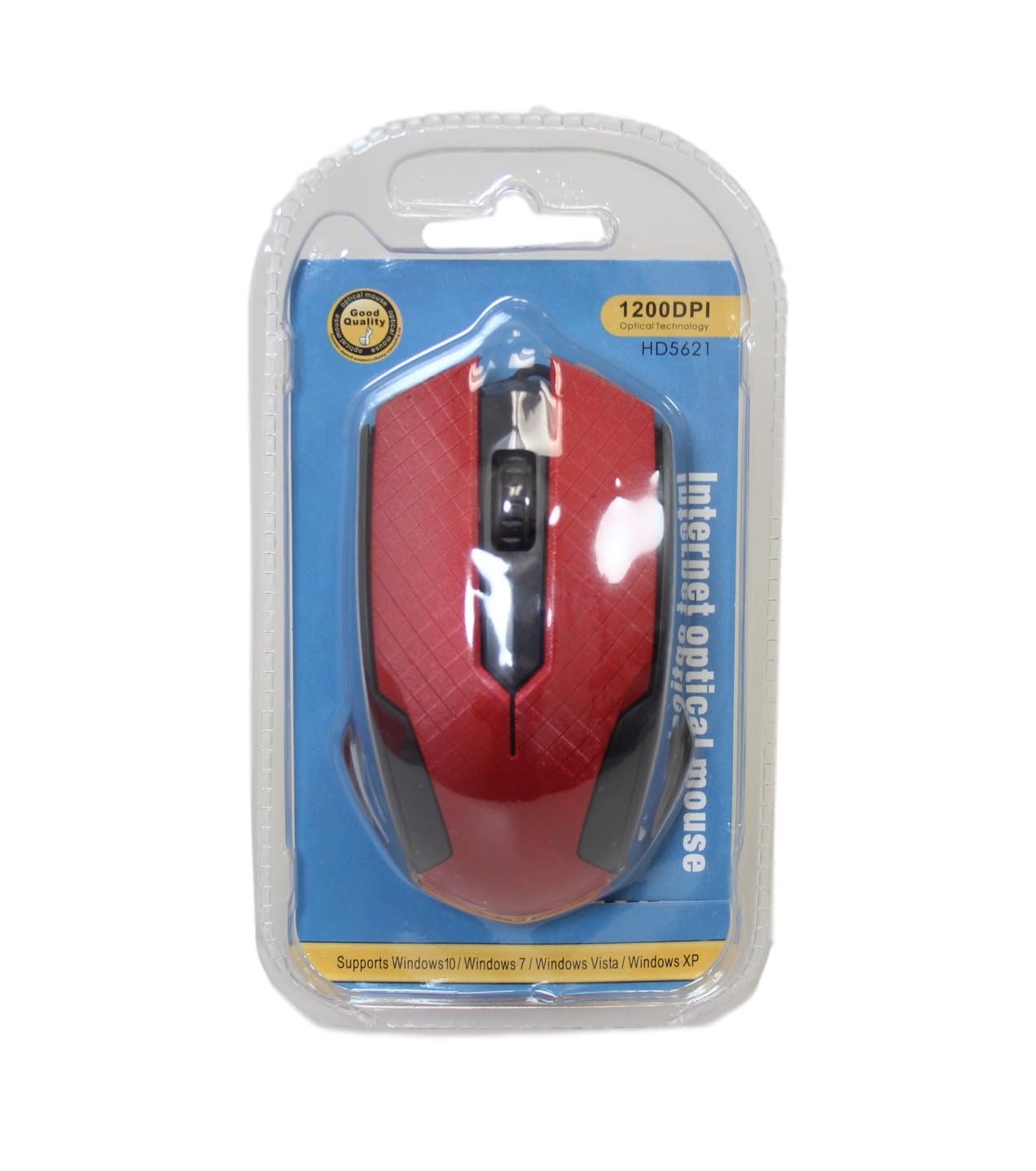 Internet Optical Mouse Computer Wired Mouse  14 cm Assorted Colours 5766 (Parcel Rate)