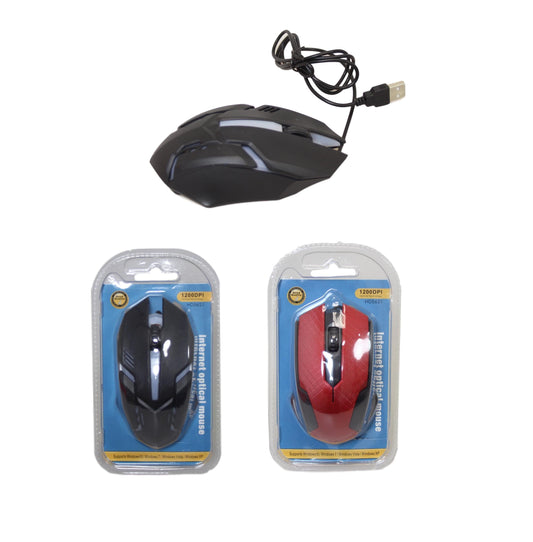 Internet Optical Mouse Computer Wired Mouse  14 cm Assorted Colours 5766 (Parcel Rate)